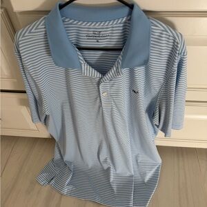 Vineyard Vines Light Blue & White Striped Polo